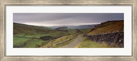 Framed High Angle View Of A Path On A Landscape, Ribblesdale, Yorkshire Dales, Yorkshire, England, United Kingdom Print