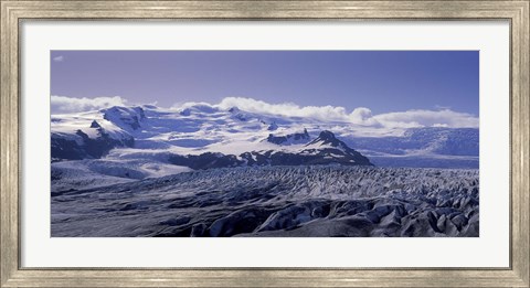 Framed Snowcapped mountains on a landscape, Fjallsjokull and Vatnajokull, Iceland Print