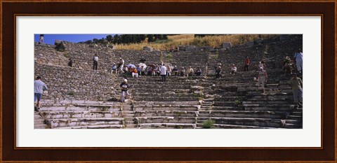Framed Tourists at old ruins of an amphitheater, Odeon, Ephesus, Turkey Print