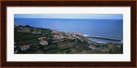Framed High angle view of houses at a coast, Ponta Delgada, Madeira, Portugal Print