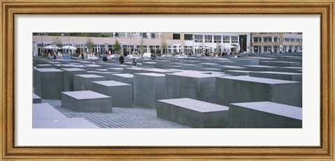 Framed Group of people walking near memorials, Memorial To The Murdered Jews of Europe, Berlin, Germany Print