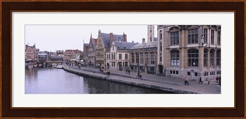 Framed Buildings along the river, Leie River, Graslei, Ghent, Belgium Print