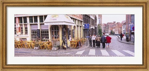 Framed Tourists walking on the street in a city, Ghent, Belgium Print