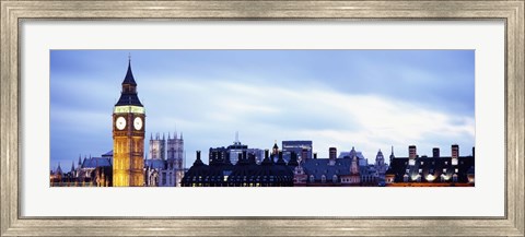 Framed Buildings in a city, Big Ben, Houses Of Parliament, Westminster, London, England Print