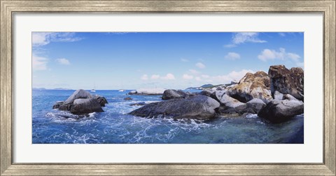 Framed Rock formations in the sea, The Baths, Virgin Gorda, British Virgin Islands Print