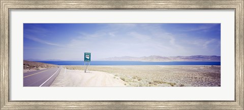 Framed Road sign at the roadside, Nevada State Route 446, Pyramid Lake, Nevada, USA Print
