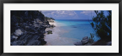 Framed Rocks on the coast, Bermuda Print