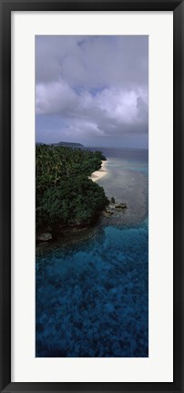 Framed Aerial view of a coastline, Vava&#39;u, Tonga, South Pacific Print