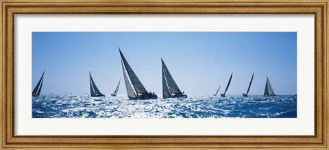 Framed Sailboats racing in the sea, Farr 40&#39;s race during Key West Race Week, Key West Florida, 2000 Print