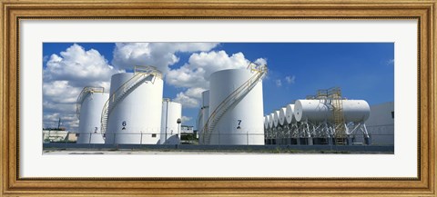 Framed Storage tanks in a factory, Miami, Florida, USA Print