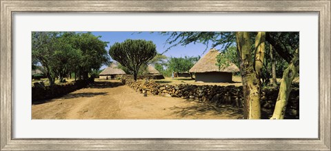 Framed Stone wall along a dirt road, Thimlich Ohinga, Lake Victoria, Great Rift Valley, Kenya Print