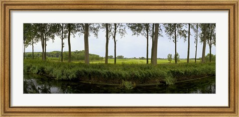 Framed Channel passing through a landscape from Brugge to Damme, Belgium Print