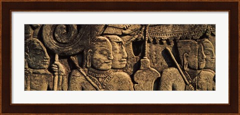 Framed Sculptures in a temple, Bayon Temple, Angkor, Cambodia Print