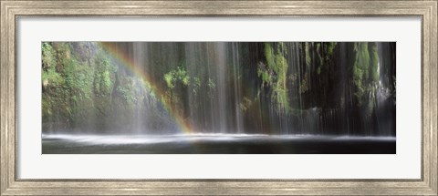 Framed Rainbow formed in front of waterfall in a forest, near Dunsmuir, California Print
