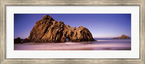 Framed Rock formation on the beach, one hour exposure, Pfeiffer Beach, Big Sur, California Print