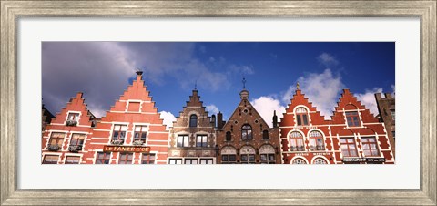 Framed Low angle view of colorful buildings, Main Square, Bruges, West Flanders, Flemish Region, Belgium Print