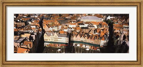 Framed Aerial view of a city, Bruges, West Flanders, Flemish Region, Belgium Print
