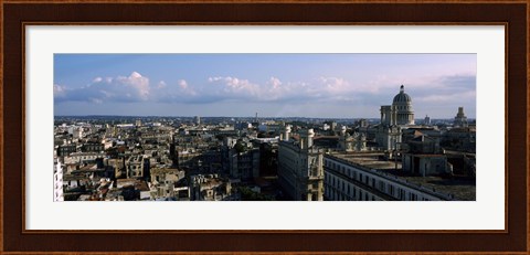 Framed High angle view of a city, Old Havana, Havana, Cuba (Blue Sky with Clouds) Print