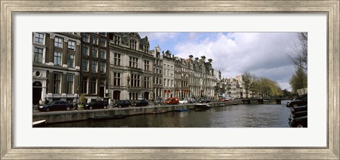 Framed Cars Parked along a Canal, Amsterdam, Netherlands Print