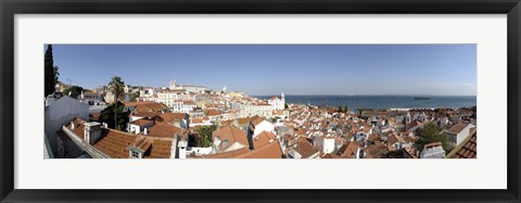 Framed High angle view of a city, Sao Vicente da Fora, Largo das Portas do Sol, Alfama, Lisbon, Portugal Print
