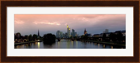 Framed Reflection of buildings in water, Main River, Frankfurt, Hesse, Germany 2010 Print