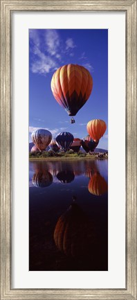 Framed Reflection of Hot Air Balloons, Hot Air Balloon Rodeo, Steamboat Springs, Routt County, Colorado, USA Print