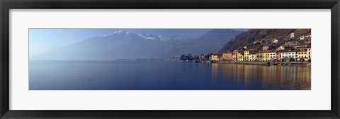 Framed Town at the waterfront, Domaso, Lake Como, Como, Lombardy, Italy Print