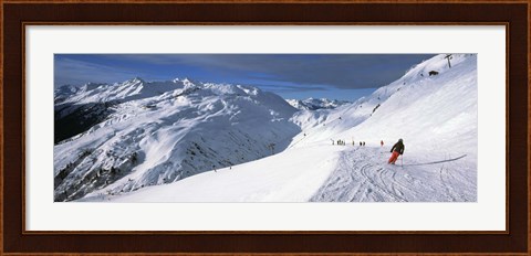 Framed Tourists skiing in a ski resort, Sankt Anton am Arlberg, Tyrol, Austria Print