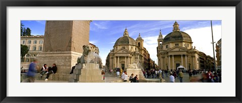 Framed Tourists in front of churches, Santa Maria Dei Miracoli, Santa Maria Di Montesanto, Piazza Del Popolo, Rome, Italy Print