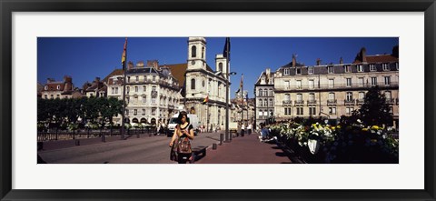 Framed Buildings along a street, Besancon, Franche-Comte, France Print