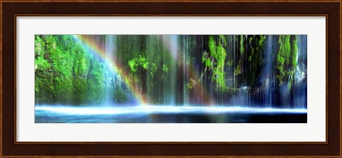 Framed Rainbow formed in front of a waterfall in a forest, Dunsmuir, Siskiyou County, California Print