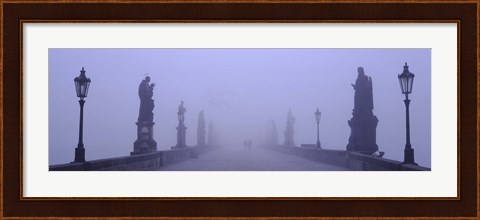 Framed Statues and lampposts on a bridge, Charles Bridge, Prague, Czech Republic Print