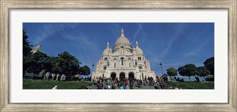 Framed Crowd at a basilica, Basilique Du Sacre Coeur, Montmartre, Paris, Ile-de-France, France Print