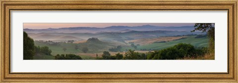 Framed Farmhouse in valley, Val d&#39;Orcia, Tuscany, Italy Print