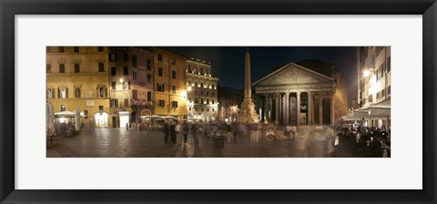 Framed Town square with buildings lit up at night, Pantheon Rome, Piazza Della Rotonda, Rome, Lazio, Italy Print