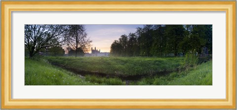 Framed Green field with university building in the background, King&#39;s College, Cambridge, Cambridgeshire, England Print