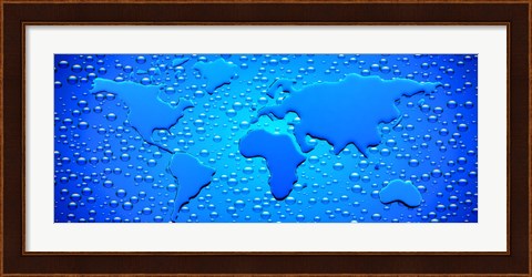 Framed Water drops forming continents Print