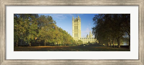 Framed Victoria Tower at a government building, Houses of Parliament, London, England Print
