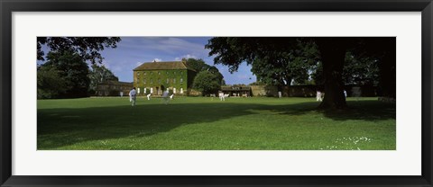 Framed Cricket match on the green at Crakehall, Bedale, North Yorkshire, England Print