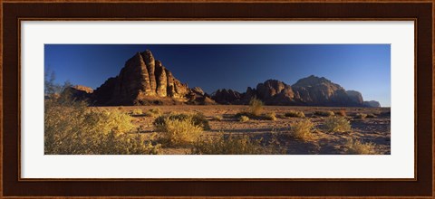 Framed Rock formations on a landscape, Seven Pillars of Wisdom, Wadi Rum, Jordan Print