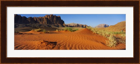 Framed Jebel Qatar from the valley floor, Wadi Rum, Jordan Print