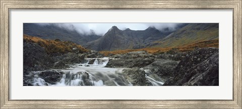 Framed Water falling from rocks, Sgurr a&#39; Mhaim, Glen Brittle, Isle of Skye, Scotland Print