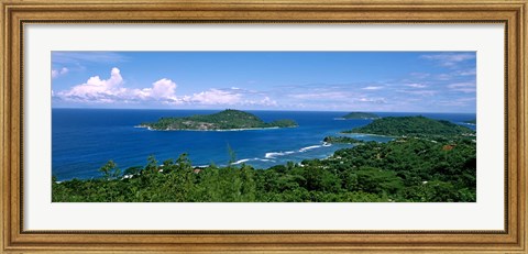 Framed View over Anse L&#39;Islette and Therese Island, Seychelles Print