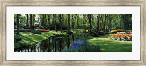 Framed Flower beds and trees in Keukenhof Gardens, Lisse, Netherlands Print