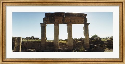 Framed Ruins of Hierapolis at Pamukkale, Anatolia, Central Anatolia Region, Turkey Print
