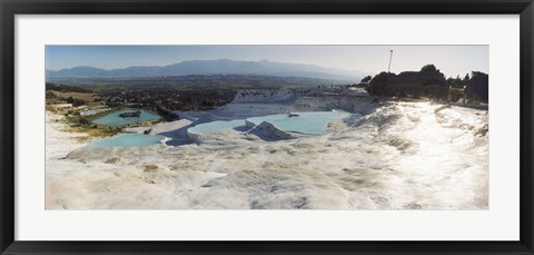 Framed Hot springs and Travertine Pool with Cloudy Sky, Pamukkale, Turkey Print