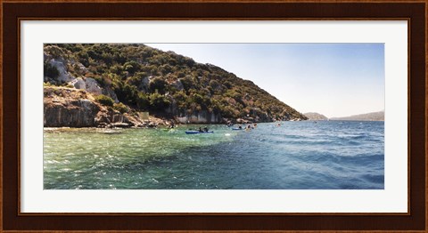 Framed People kayaking in the Mediterranean sea, Sunken City, Kekova, Antalya Province, Turkey Print