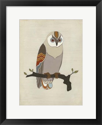 Framed Chevron Owl I Print