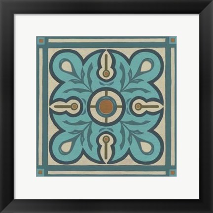 Framed Piazza Tile in Blue III Print