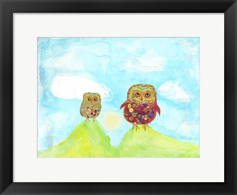 Framed Hilltop Owls Print
